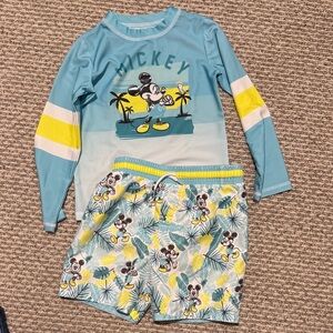 Mickey Mouse Swim Trunks and Protective long sleep swim shirt